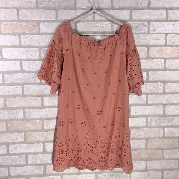 Madewell Eyelet Off The Shoulder Dress in Dusty Clay Size 6 - Picture 6 of 12
